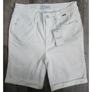 Judy Blue Denim Shorts Women Size S White Bermuda Mid Rise Cuffed JB150062 WHT